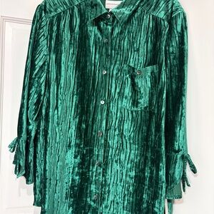 Alfred Dunner Emerald Green Velvet Blouse